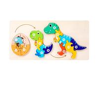 FytStycale Rompecabezas Juego de Madera Encajable Puzzle Animal Infantil Desarrollo Motor Educación Temprana Creativa Adecuado para Actividades, Dinosaurio