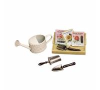 FytStycale Set de Jardín en Miniatura Coleccionable Mini Herramientas de Jardinería Herramientas Jardín Mini para Microescena, Beige, Juego De Jardinería con Regadera Y Semillas De Flores