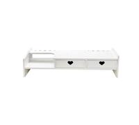 FytStycale Soporte para Monitores Base de Computadora Estantería para Impresora Elevador de Escritorio Accesorio con Almacenamiento en PVC Adecuado para Oficina, Blanco 2 cajones