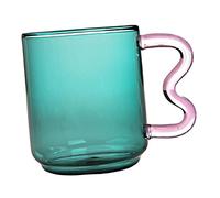 FytStycale Taza de Café de Vidrio Borosilicato con Diseño Moderno 450ml Asa Resistente Y Fácil Mantenimiento Adecuada para Comedor, VERDE, tal como se describe