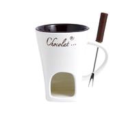 FytStycale Taza de fondue de chocolate con tenedores, taza personal de cerámica para derretir queso, olla de cerámica para mantequilla de guerra, fondue calentada con una luz de té, taza más cálida