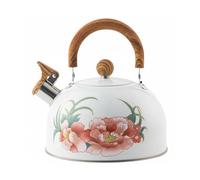 FytStycale Tetera Silbadora con Estampado Floral Silbato Fuerte Hervidor de Estufa de 3 Litros Gran Capacidad para Cocina, White