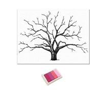 FytStycale Wedding Thumbprint Tree Cuadro Personalizado con de Digitales Libro de Firmas en Lienzo para Invitados Pintura Familiar Artística con, Rosado, Individual