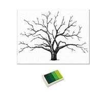 FytStycale Wedding Thumbprint Tree Cuadro Personalizado con de Digitales Libro de Firmas en Lienzo para Invitados Pintura Familiar Artística con, Verde, Individual