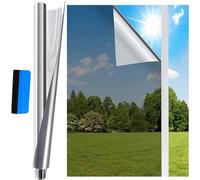 Fyuein Vinilo Ventana Cristal Protector Solar Lámina Privacidad de Una Manera Espejo Película Adhesiva de Gran Reflexión Anti 99% UV Mejor Control de Calor Fácil (90x300 cm, Plata (Autoadhesiva))