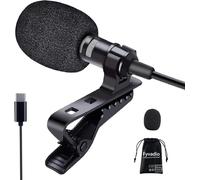 Fyvadio Micrófono USB C, micrófono Lavalier, micrófono externo con clip de solapa para grabación de video, entrevista ASMR de YouTube Vlog en iPhone, iPad y dispositivo Android (2 m)