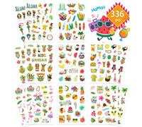 Fyvadio Pegatinas de verano, 336 pegatinas de playa de verano, pegatinas de sol Hawaii Pegatinas de Skateboard, Pegatinas de Helado Cerveza Sandía para Hawaii Decoración Tropical Fiesta Adhesivo