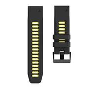FYXT 2 6mm 22mm 20mm Correa Quickfit Compatible Con Garmin EPIX Fenix 7 7x 7s Solar 6 6x 6s Pro 5x 5s Plus/Instinct 2 / Forerunner 945 Silicone Band(Black yellow,QuickFit 20mm)