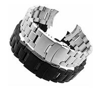 FYXT Banda de reloj de acero inoxidable 18 mm 20 mm 22 mm 24 mm pulsera Curved Fin de la correa de la correa de doble bloqueo de la hebilla del reemplazo de la cinta de la muñeca(Silver,22mm)