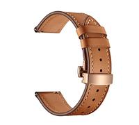 FYXT Correa de cuero de 20 mm compatible con Samsung Galaxy Watch 4 3 Band clásica 42 mm 46 mm activo 2 40 mm 44 mm 41 mm Pulsera for Garmin Venu/SQ Cinturón(Brown-Rosegold Clasp)