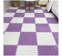 FYYSJW 20 Alfombrillas de Espuma de Felpa,Squares Interlocking Carpet Tiles, Milk Velvet Patchwork Rugs,12 x 12 Pulgadas de Espuma de Rompecabezas,para Juegos, Antideslizantes,White+Purple