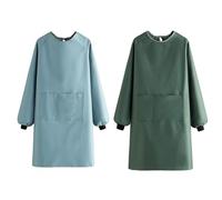 FYYSJW Blue+Green,41" W*37" L, Delantales De Cocina De Manga Larga para Adultos, Impermeables, Ideales para Artistas, Dibujantes, Estudiantes, Hombres Y Mujeres