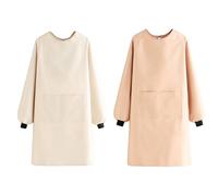 FYYSJW Pink+Beige,41" W*37" L, Delantales De Cocina De Manga Larga para Adultos, Impermeables, Ideales para Artistas, Dibujantes, Estudiantes, Hombres Y Mujeres