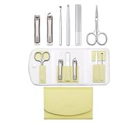 FYZLOIPU Juego De Cortaúñas para Mujer, Juego De 6 Piezas De Acero Inoxidable para Manicura con Cortaúñas, Herramientas Portátiles para El Cuidado De Las Uñas De Viaje con Estuche D,Yellow