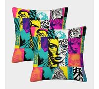 FZALUECVA Pop Art Decorativo Fundas Cojines Funda de cojín Throw Cojín Funda de Almohada Juego de 2 para Sofá Cama Hogar 50x50cm