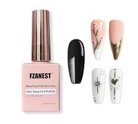 FZANEST Black Gel Polish Top Base Coat for Chrome Nail Powder, Hema-Free 3 en 1 One Step Gel Nail Polish Soak Off LED UV Nail Art Starter Manicure 15 ml
