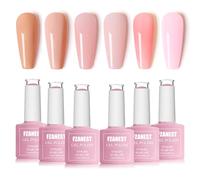 FZANEST Juego de esmalte de uñas de gel Sheer Nature Nude Milky Pink Soak Off LED UV Nail Art Manicura Kit