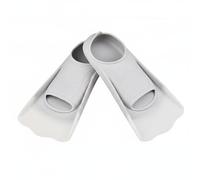 Fzaqwen Aletas de Natación Silicona Flippers para Entrenamiento Avanzado Material Suave Drenaje Preciso Recomendada para Niño y Adulto en Piscina Mar y Formación de Buceo , Gris+Blanco , L