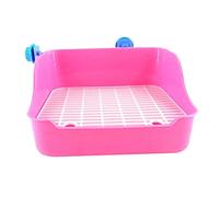 Fzaqwen Bandeja Sanitaria Esquinera Entrenador Mascotas Caja Rejilla Alta Adecuada para El Entrenamiento de Animales Pequeños Domésticos como Conejo, Rosa