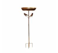 Fzaqwen Baño de Pájaros Cuenco y Comedero con Estaca Metálica Antiguo Diseño de Silueta de Aves y Acabado Artesanal Adecuado para Jardín Patio y Senderos 82cm30.5cm