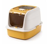Fzaqwen Caja de Arena Cerrada para Gatos Caja Higiénica Arenero Cubierto Contenedor de Residuos con Ventilación y Acceso Sencillo PP Ligero y Control de, Amarillo