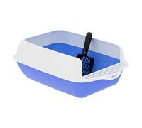 Fzaqwen Caja de Arena para Gato Media Charla Inodoro Inodoro Recipiente de Arena para Gato Bandeja de Basura Alta Concha para Mascota para Sala de Estar, Azul