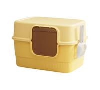 Fzaqwen Caja de Arena para Gatos Cerrada con Pala Incluida Bandeja de Arena para Mascotas Inodoro Higiénico para Gatos con Puerta Recipiente de Limpieza Mater, Amarillo