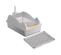 Fzaqwen Caja de Arena para Mascotas de La Parte Superior Abierta, a Prueba de Salpicaduras para Gatos, Cuenca de Arena de Gato, Recipiente de Caja de Arena de, Gris Claro con Tapete