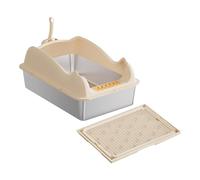Fzaqwen Caja de Arena para Mascotas de La Parte Superior Abierta, a Prueba de Salpicaduras para Gatos, Cuenca de Arena de Gato, Recipiente de Caja de Arena de, Caqui con Estera