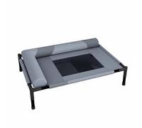 Fzaqwen Cama Elevada para Mascotas Cama Perro Mascota con Almohada Curva Apoyo Cervical Malla Aireada Estructura Firme Montaje Fácil Adecuada para Interior Camping al Aire Libre Patio