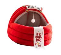 Fzaqwen Cama para Gatos, Nido Cálido, Cama Suave Y Mullida para Mascotas, Decoración de año, Refugio Semicerrado para Gatos de Interior, Caseta para per, M