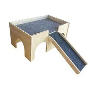 Fzaqwen Casa de Madera para Hámster, Cama, Cabaña, Hábitat, Decoración con Rampa, Casa para Conejillos de Indias Fácil de Montar para Pequeños, Espesor de La Placa
