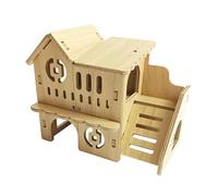 Fzaqwen Casa de Madera para Hámster, Escondite Lavable para Hámster, Decoración para Hábitat de Animales Pequeños, Pequeña Casa Tipo Castillo para Chinchillas, Estilo B