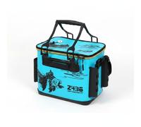 Fzaqwen Contenedor de Almacenamiento de Pesca Cubo Caja Multifunción con Tapa con Portacañas y Bolsillos Externos en EVA Estructurado Impermeable Adecuado, Azul, 36x30x24 Cm