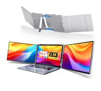 Fzaqwen Extensor de monitor de laptop de triple pantalla, 2.5K QHD IPS, monitor portátil triple para laptop de 13.3 a 17 pulgadas, Plug Play y compatible con MacOS/Wins/Chrome/Dex (plata)
