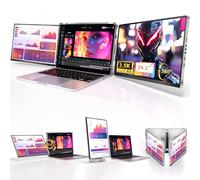 Fzaqwen Extensor de monitor de laptop de triple pantalla, 2.5K QHD IPS, monitor portátil triple para laptop de 13.3 a 17 pulgadas, Plug Play y compatible con MacOS/Wins/Chrome/Dex (plata)