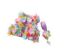 Fzaqwen Floral Dog Harness Set Dress Set Dog Stripable Soft, Summer, Real de Perros Arnés Girl Puppy Arnés para Gatitos Accesorios para Mascotas, L