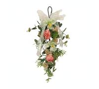 Fzaqwen Guirnalda de Pared de Flores Artificiales en Forma de Lágrimas con Lirios Camelias Lazo Decorativo y Vegetación Frondosa Adecuada para Bodas Fiestas y Despachos Casas