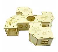 Fzaqwen Hamster Circuit Juguete Parque Gimnasio de Madera con Escaleras Niveles y Hiding Spots Promueve Masticación Segura y Movimiento Adecuado para Jaula Sesiones de Ejercicio, Túnel 4 Vías