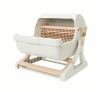 Fzaqwen Inodoro Automático para Gatos Caja de Arena Arenero Sanitario Bandeja Autolimpiante con Interno y Tapa Semiencerrada Material PP Resistente Apto para, Beige, Semi-automático