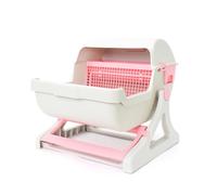 Fzaqwen Inodoro Automático para Gatos Caja de Arena Arenero Sanitario Bandeja Autolimpiante con Interno y Tapa Semiencerrada Material PP Resistente Apto para, Rosa, Semi-automático