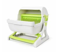 Fzaqwen Inodoro Automático para Gatos Caja de Arena Arenero Sanitario Bandeja Autolimpiante con Interno y Tapa Semiencerrada Material PP Resistente Apto para, Verde, Semi-automático