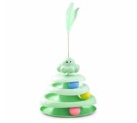 Fzaqwen Juguete Giratorio para con Torre Giratoria y Varita Plumas Suaves para Prevenir Aburrimiento Acuado para Razonamiento y, Verde, Disco Giratorio de Pulpo Verde con Plumas de imitación