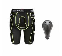 Fzaqwen Pantalones Protectores Infantiles Shorts Acolchados Pantalón Deportivo Cubre Cadera Contrasgolpes Diseño Trasera Prolongada Material Transpirable , Negro con Detalles En Verde Neón , M