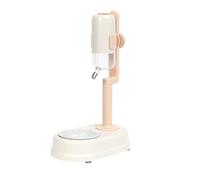 Fzaqwen para Gatos Dispensador de Agua Colgante Comedero de Pared Fuente Elevada Tazón en y Cerámica Fácil Instalación Adecuado para Interiores Casas Jaulas, Blanco Crema, Cerámica