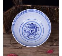 FZBANG Cuenco de arroz de Porcelana Azul y Blanca con diseño de dragón, Cuenco de cerámica esmaltada para Sopa y Fideos, Cuenco Creativo para Fruta, vajilla