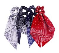 FZBNSRKO 4 lazos para el pelo con cinta larga de gasa elástica para mujeres, niñas y adolescentes, estilo retro