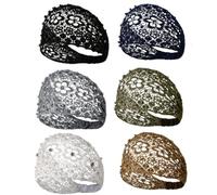 FZBNSRKO 6 diademas elásticas de encaje para la cabeza ancha, turbante, accesorios para el cabello para mujeres/niñas (color mezclado)