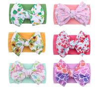 FZBNSRKO Diademas de nailon para bebé, diademas con lazos florales, diademas de nailon suave al azar con lazos, turbante, accesorios para el cabello para niñas y niños pequeños (6 piezas)