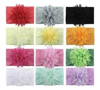 FZBNSRKO Diademas para bebé niña, diademas de bebé con flor de gasa, diadema de flores de gasa de color aleatorio, turbante, lazos para el pelo, accesorios para el cabello para niñas y niños pequeños
